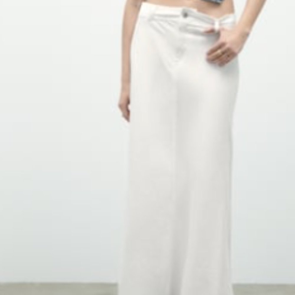 zara denim white skirt